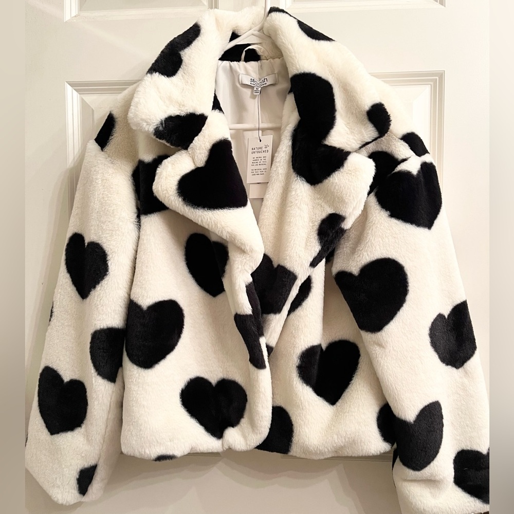 Francesca’s Black Heart Patterned Coat